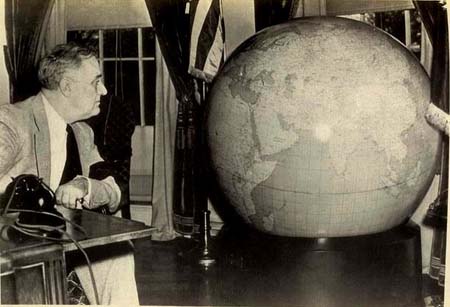 Roosevelt and the globe in 1942