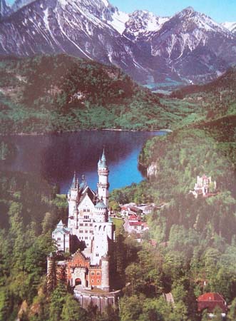 Mystical castle of Koenig Ludwig II at Neuschwanstein. Richard Wagner' masterpieces inspired Ludwig II von Bayern.